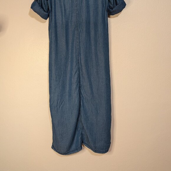 Chico's Shirt Dress Size 0P Petite Long Maxi Button-Front Jean Blue Size 4 - Picture 6 of 11